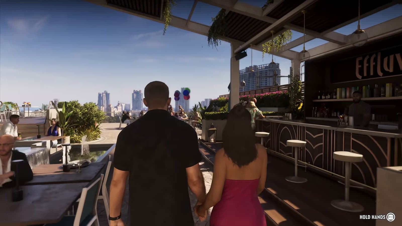 NPC life on the Vice City waterfront