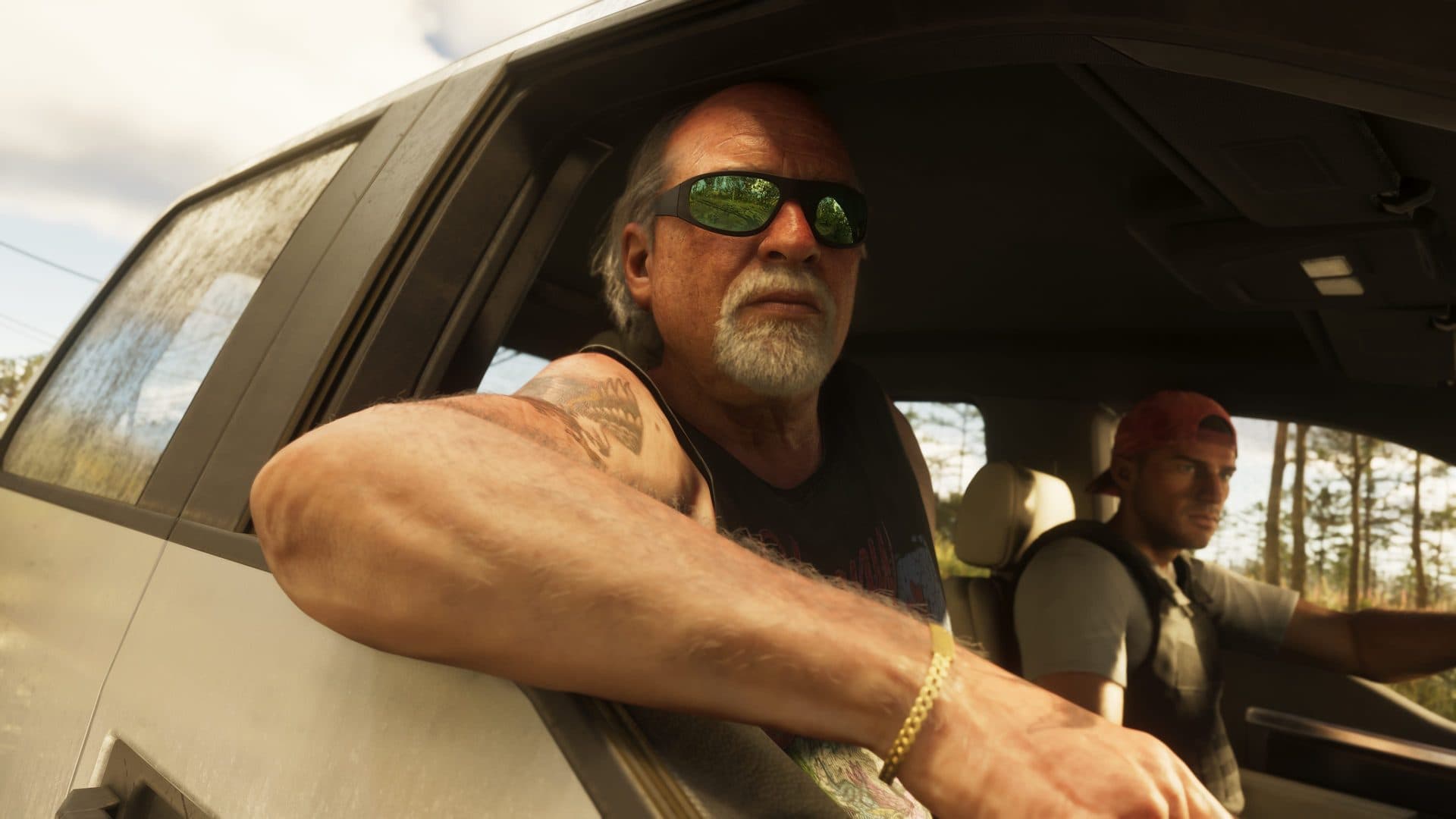 Brian Heder leaning out of a truck window in the Keys
