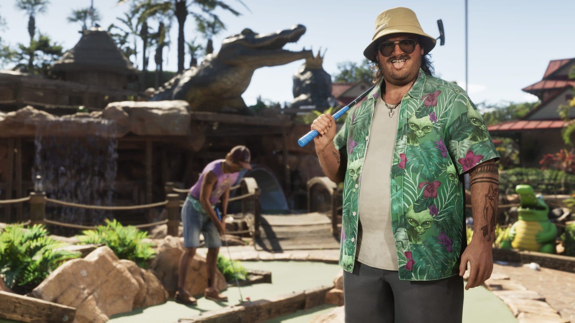 Cal outside a roadside gator attraction, the exact Florida he belongs to