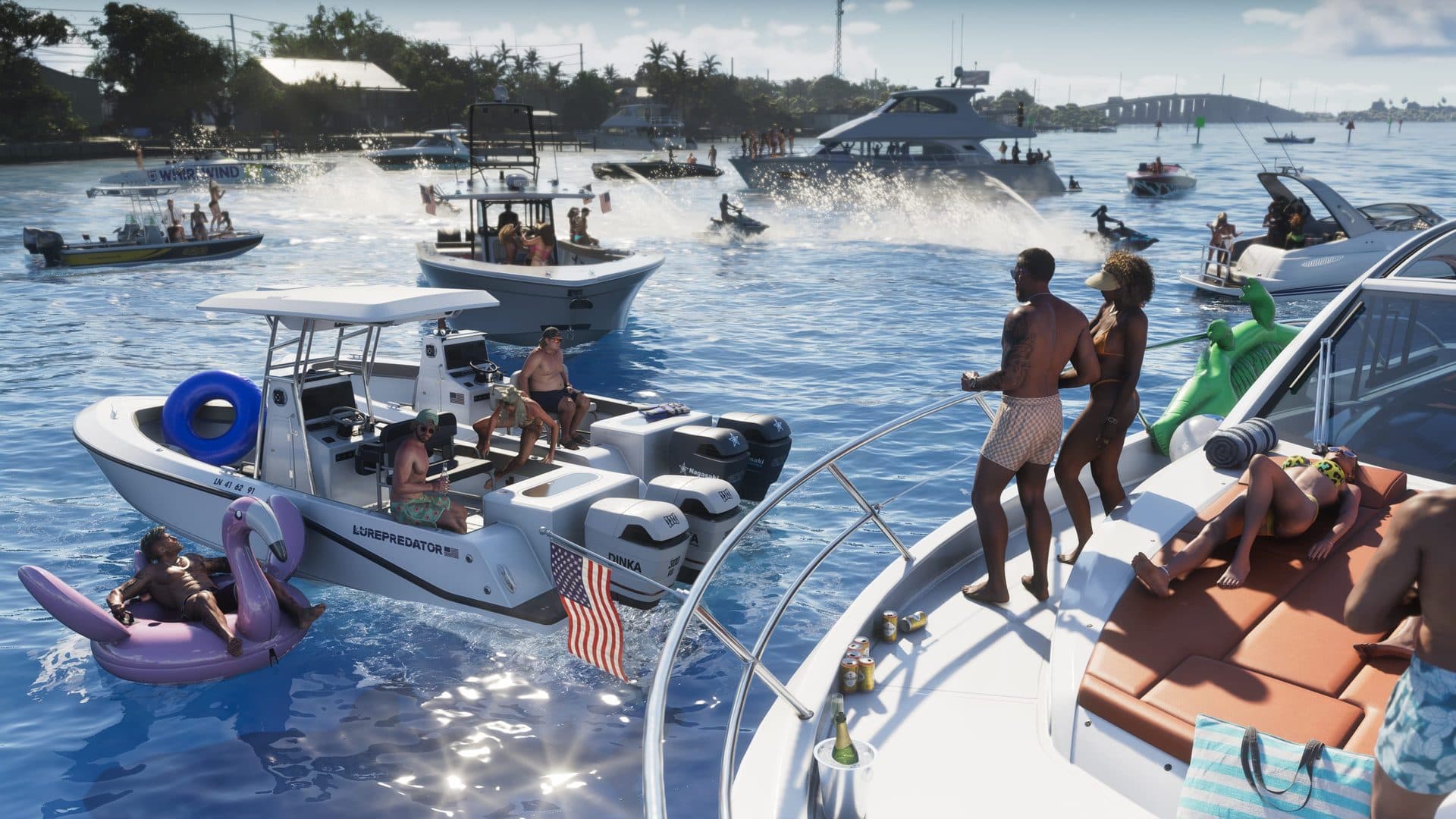 A raft-up boat party in the Leonida Keys