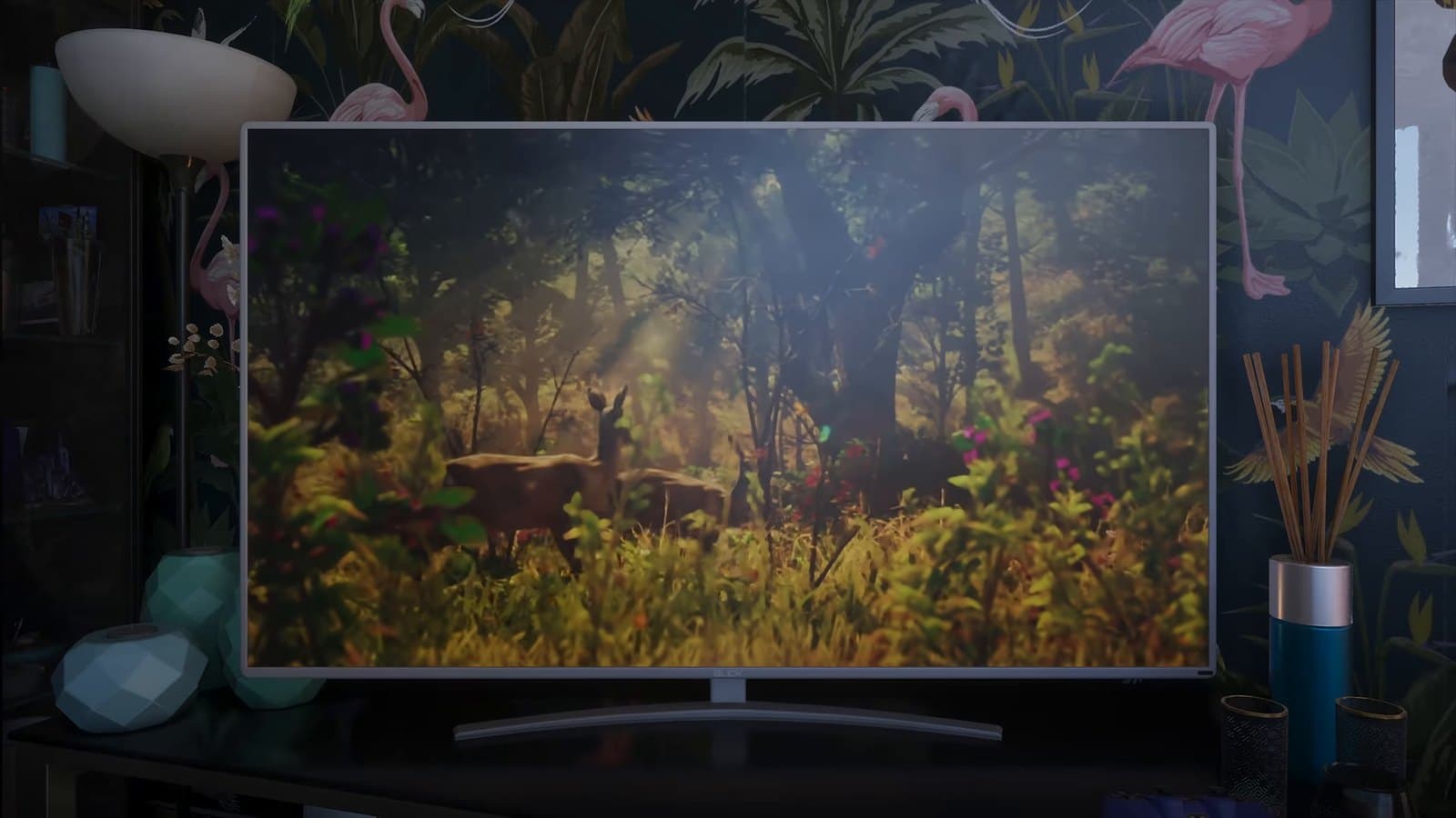 An in-game television, one of countless authored details