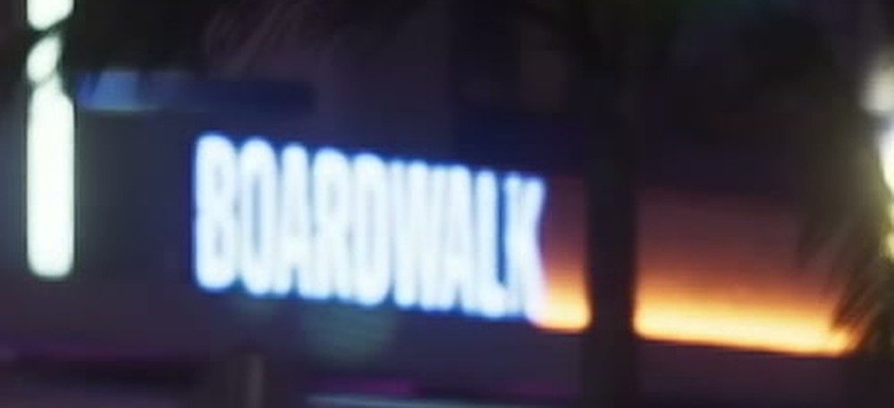BOARDWALK in blue neon